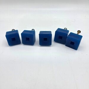 Set of 5 Blue Square Drawer Knobs Geometric‎ Cube Pulls Modern Retro Industrial